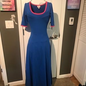 Lularoe Ana Dress - Blue with hot pink. NWT!